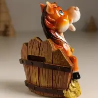 Копилка полистоун "Коняшка у забора с монетками" 9,5х5х12,8 см