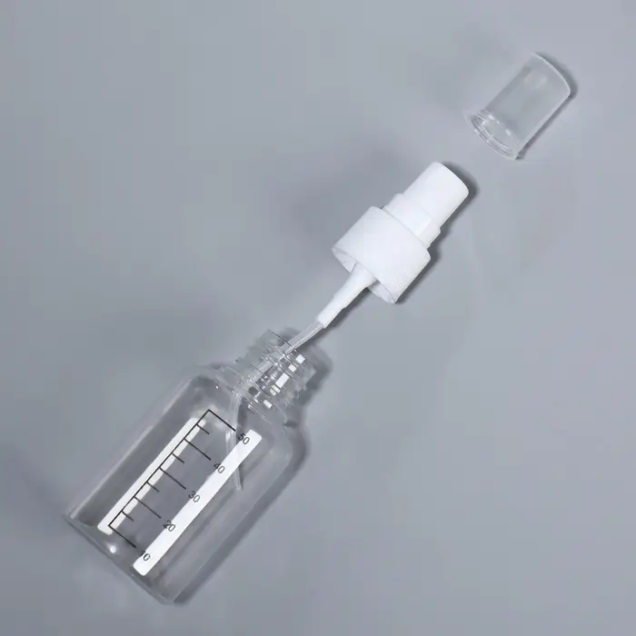 Бутылочка для хранения, с распылителем, со шкалой деления, 50 мл, белая, прозрачная