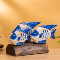 Сувенир &laquo;Экзотические рыбки&raquo;, 30&times;11&times;18 см, дерево, бело-синий