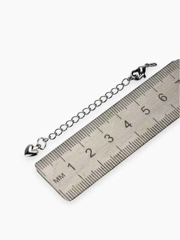 Замок-карабин родированный (набор 5 шт) "Сердце" с удлинительной цепочкой 5см, цвет серебро   108723