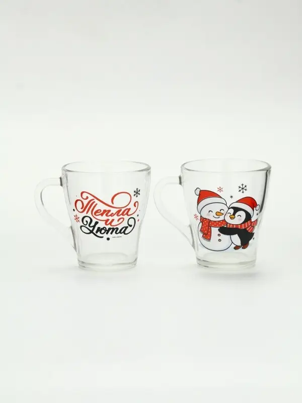 Кружки стеклянные новогодние &laquo;Персонажи&raquo;, набор 2 шт.