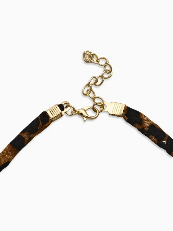 Колье "Новый стиль" сердечко, леопард, в золоте 40+удл