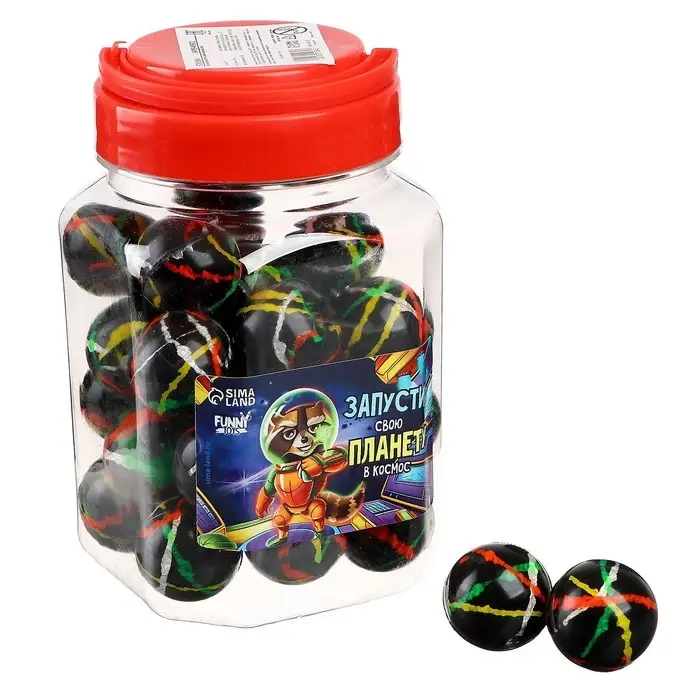 Мяч каучуковый, попрыгунчик &laquo;Запусти свою планету в космос&raquo;, в банке, 30 шт