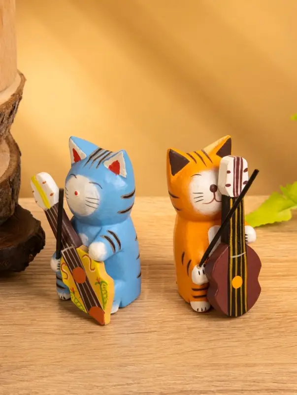 Сувенир &laquo;Кот с контрабасом&raquo;, 4&times;5&times;8 см, дерево, МИКС
