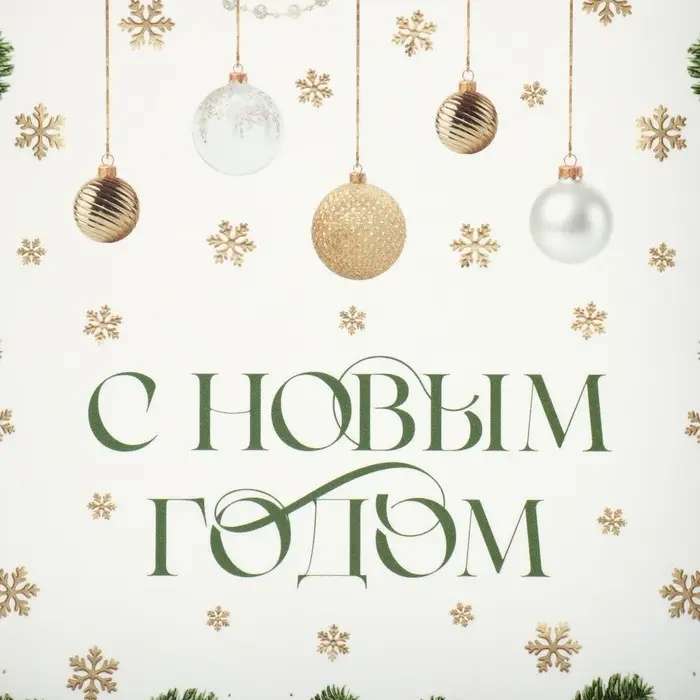 Коробка для макарун &laquo;С Новым годом&raquo;, веточки, 12 х 12 х 3.5 см