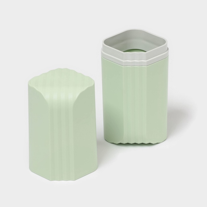 Футляр для зубной щётки и пасты &laquo;Рельеф&raquo;, пластик, 7&times;7&times;20,5 см, фисташковый