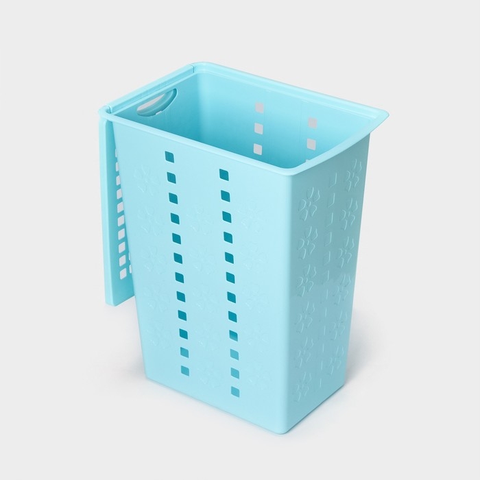 Корзина бельевая с крышкой &laquo;Виолетта&raquo;, 30 л, 37&times;25&times;48 см, цвет голубой