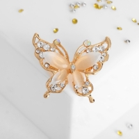 Брошь &laquo;Бабочка&raquo;, цвет бежевый в золоте