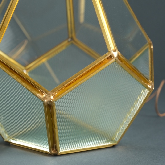 Подсвечник стекло, металл "Гранённый шар" прозрачный 16х16х14 см