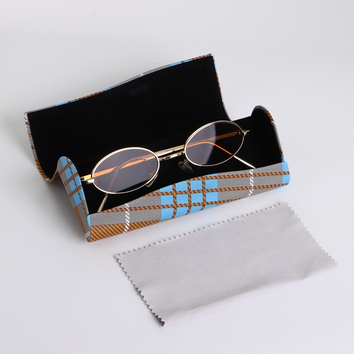 Футляр для очков на магните, длина 16 см, цвет коричневый/голубой