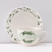 Сервиз фарфоровый чайный Доляна &laquo;Эвкалипт&raquo;, 12 предметов: 6 чашек 280 мл, 6 блюдец d=15 см