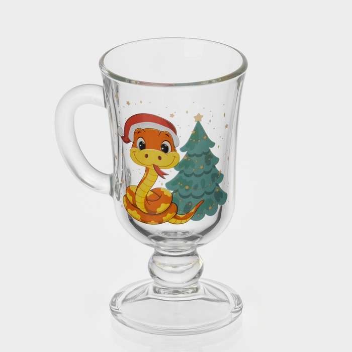 Кружка стеклянная для глинтвейна &laquo;Новогодние змейки&raquo;, 200 мл, МИКС