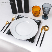 Столовые приборы из нержавеющей стали Magistro &laquo;Фолк&raquo;, 4 предмета, цвет металла золотой, чёрные ручки