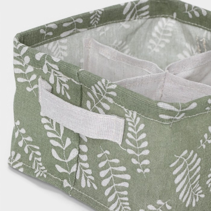 Органайзер для хранения белья Доляна Leaves, 4 ячейки, 20&times;20&times;11 см, цвет зелёный