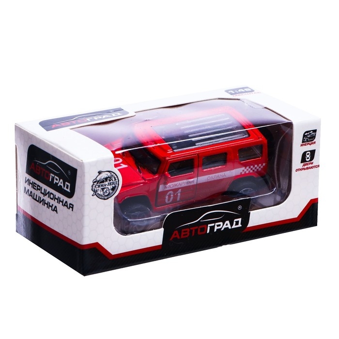 Машина металлическая &laquo;Пожарная служба&raquo;, 1:48, инерция, открываются двери, цвет красный