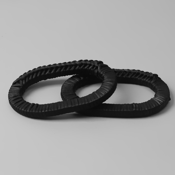 Ручки для сумок деревянные, плетёные, d = 9,8 &times; 5,9 / 13,5 &times; 9,5 см, 2 шт, цвет чёрный