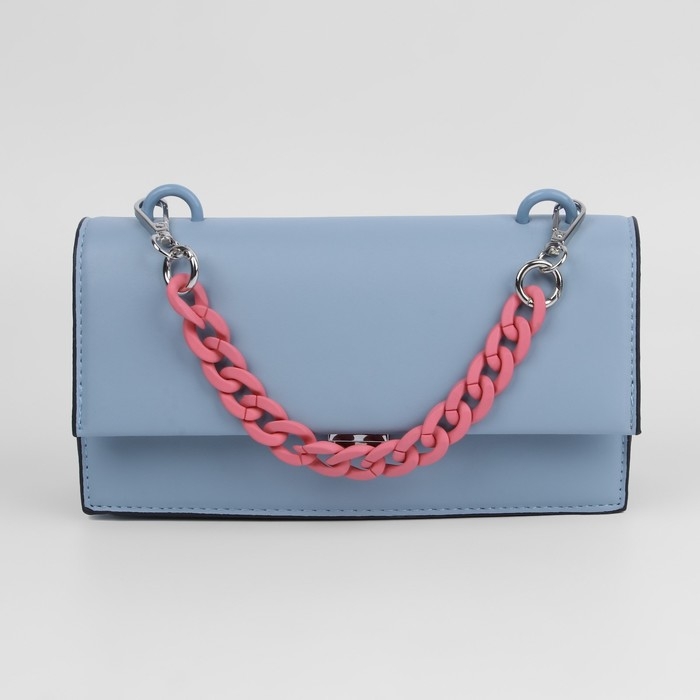 Цепочка для сумки, с карабинами, пластиковая, 23 &times; 17 мм, 30 см, цвет пыльная роза/серебряный