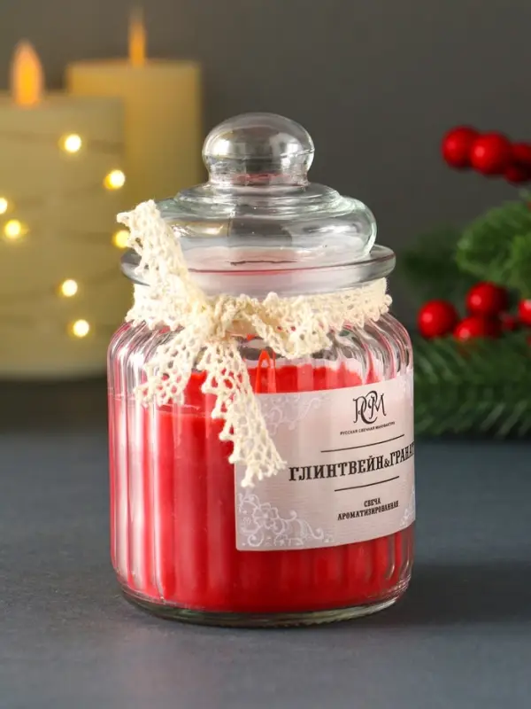 Свеча ароматическая в банке "Глинтвейн&гранат" 45 ч