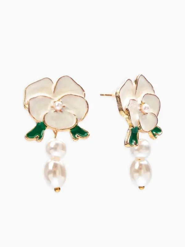 Серьги "Цветок кувшинки", цвет белый в золоте