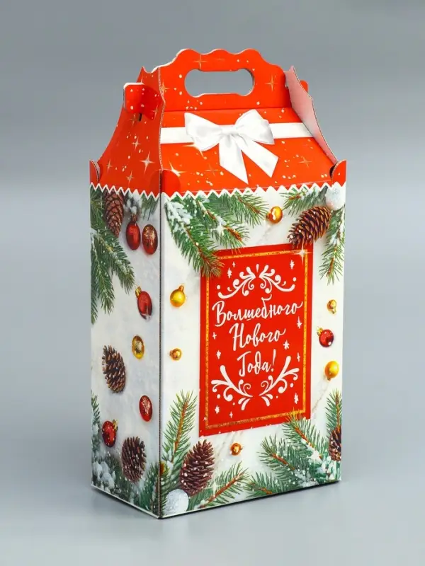 Подарочная коробка Новогодняя Корпоратив "Акцент" 20,3 х 12,3 х 41 см