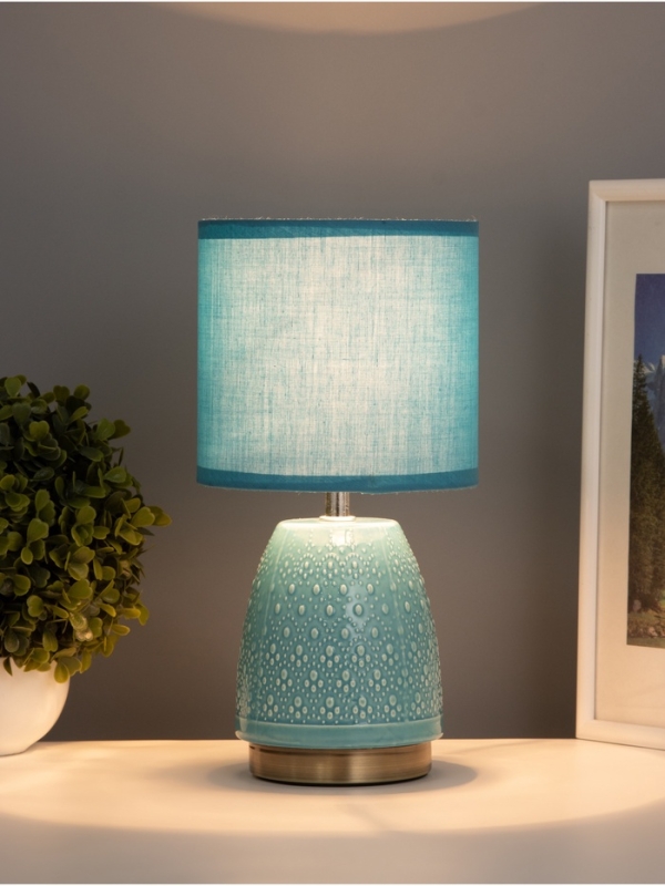 Лампа настольная "Масаки" 1х40Вт Е14 синий 15х15х30см