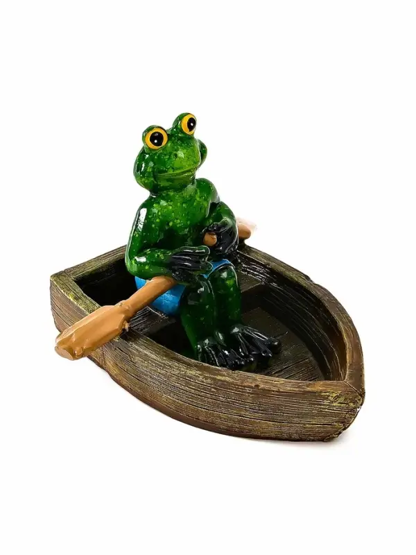 Садовая фигура 14 х 13 х 9,5 см "Лягушка в лодке" Водоплавающая