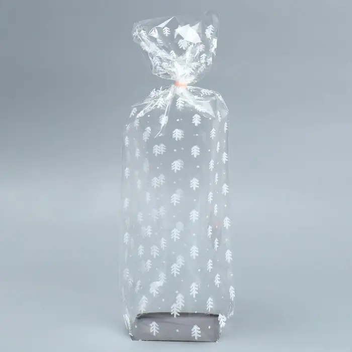 Пакет подарочный новогодний с жёстким дном &laquo;Ёлочки&raquo;, 6 х 8 х 30 см