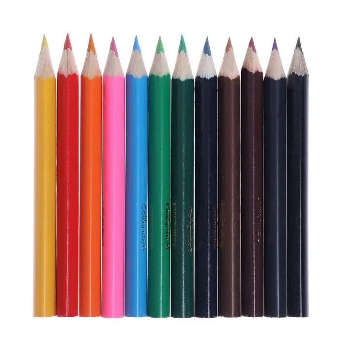 Карандаши цветные 12 цветов Calligrata &laquo;Принцесса&raquo;, МИНИ в картонной коробке, корпус треугольный, деревянный