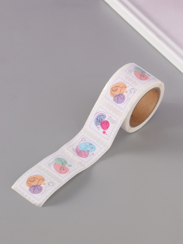 Наклейка бумага "Марки. Любовь" 3х3 см 200 шт в рулоне