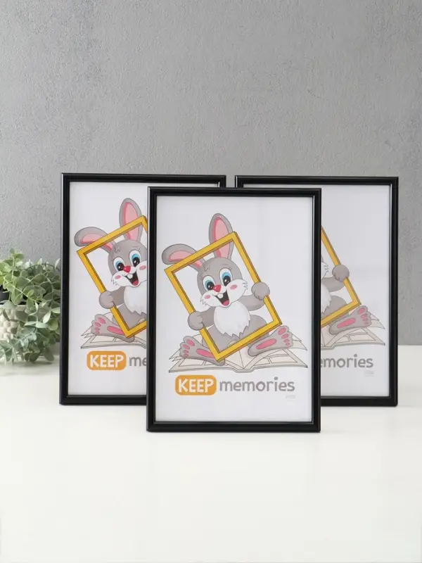 Фоторамка "Радуга" 21х30 см,  с подножкой, набор 3 шт, (пластиковый экран), чёрный