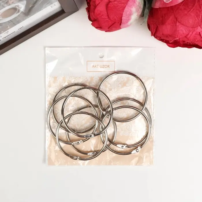 Кольцо для творчества (для фотоальбомов) "Серебро" набор 8 шт внутр. d= 5 см внешн. d=5,5 см