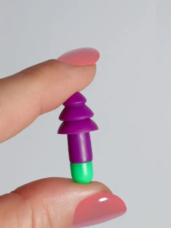 Беруши, 3&times;1.3 см, в футляре, фасовка 10 шт., силиконовые, фиолетовый/зелёный