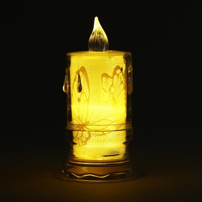 Свеча светодиодная с бабочками, мод. СВ-24 &laquo;Бабочки&raquo;, 8 х 4,7 см.