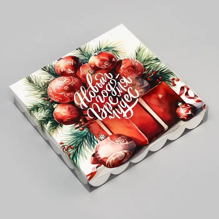 Коробка для печенья, &laquo;Время Чудес!&raquo; 18&times;18&times;3 см, Новый год