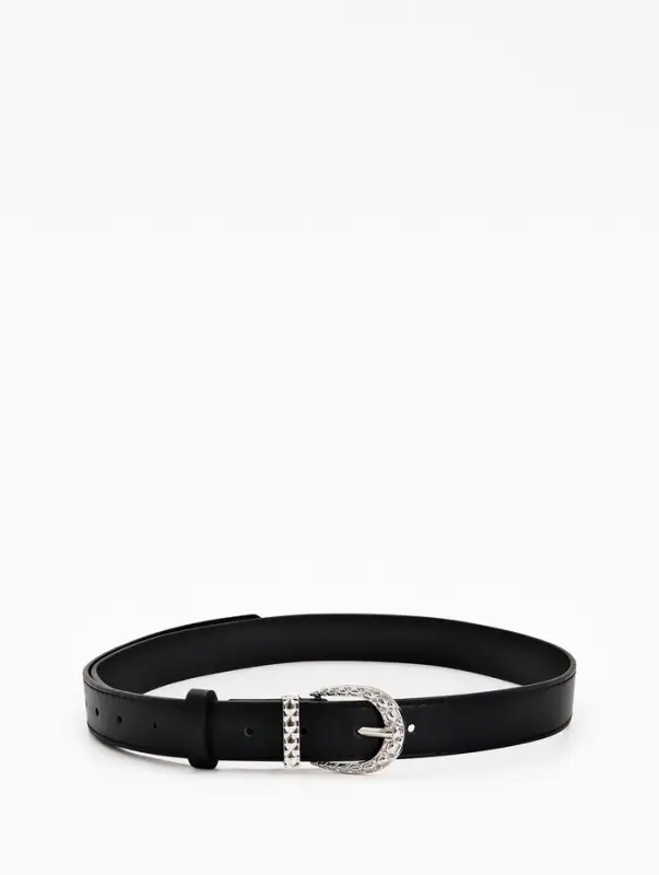 Ремень жен 05-01-02-01, Июнь2509, 3*0,3*110 см, без винта, пряж металл, 1 прокол, черный