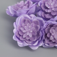 Декор для творчества "Камелия" фиолетовый (1 набор=1 букет) в букете 6 шт 4х11 см