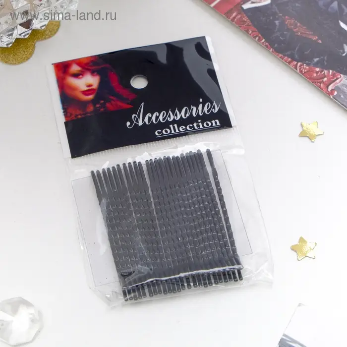 Невидимки для волос &laquo;Классика&raquo;, набор 24 шт. (+-3 шт.), ребристые, 5 см, чёрные