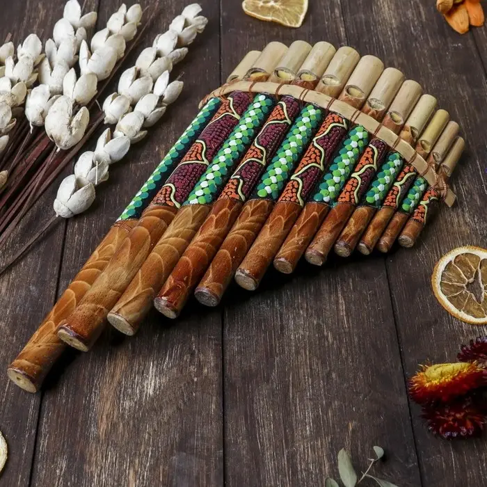 Сувенирный музыкальный инструмент "Флейта" 30х5х18 см МИКС