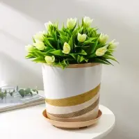 Горшок для цветов с поддоном Доляна &laquo;Каракум. Пустошь&raquo;, 1,6 л, d=14 см, h=15,5 см, пластиковый, цвет бежевый