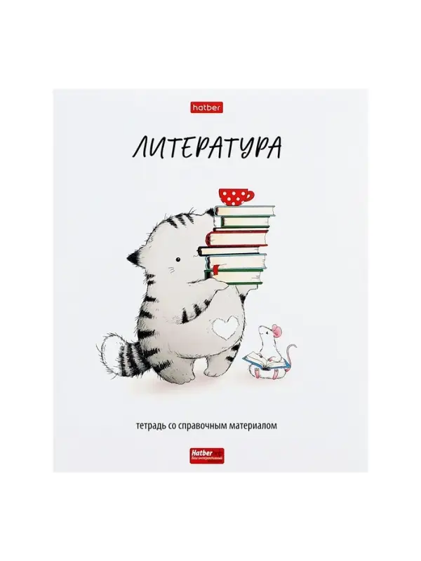 Тетрадь 48 листов в линию &laquo;Приключения кота Пирожка&raquo; ЛИТЕРАТУРА, обложка мелованная бумага, с интерактивным справочником, блок офсет