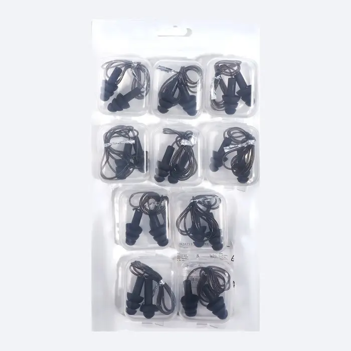 Беруши на шнурке, 3&times;1.7 см, фасовка 10 пар, силиконовые, в футляре, чёрные