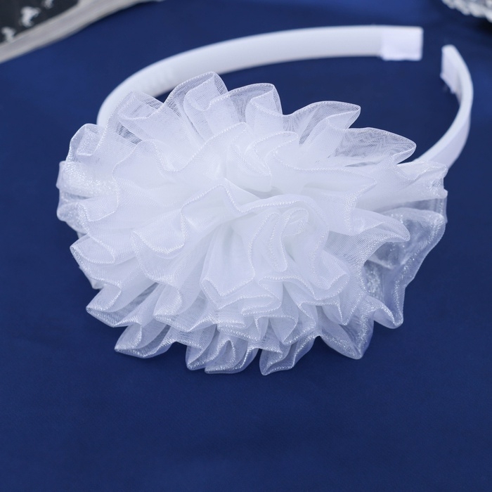 Ободок для волос "Школьница" облачко, d 10 см, белый