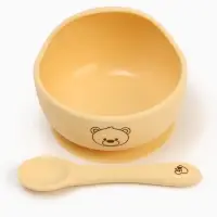 Тарелка детская на присоске и ложка, молочный, Mum&Baby
