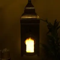 Подсвечник фонарь "Золотой полумесяц" железо 15х15х50,5 см