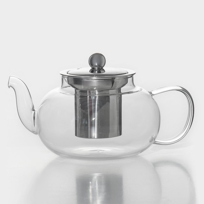 Чайник стеклянный заварочный с металлическим ситом Доляна &laquo;Калиопа&raquo;, 600 мл