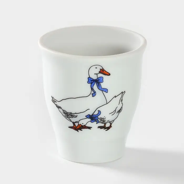 Подставка для яйца, рюмка Добрушский завод &laquo;Гуси&raquo;, 50 мл, фарфор, белая