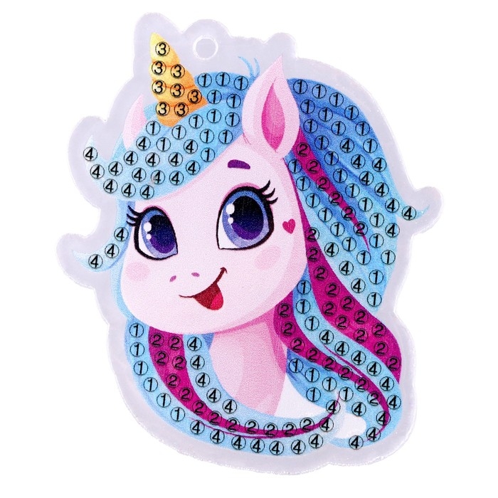 Алмазная мозаика на брелоке с частичным заполнением для детей &laquo;Единорог&raquo;