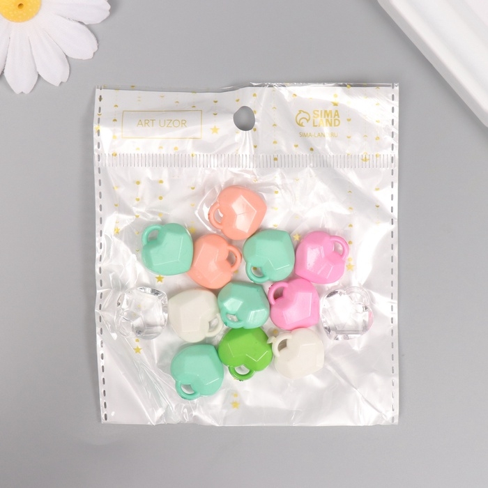 Декор для творчества пластик "Сердечко ромбиком" МИКС набор 20 гр 1,9х1,7х0,8 см