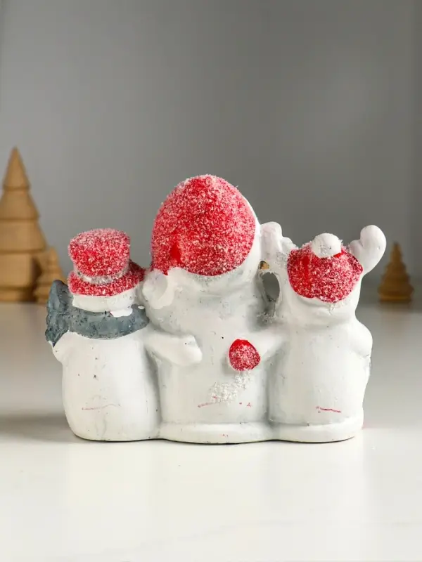 Сувенир керамика свет "Дед Мороз, снеговик и лосик" 15,5х5,8х11,5 см