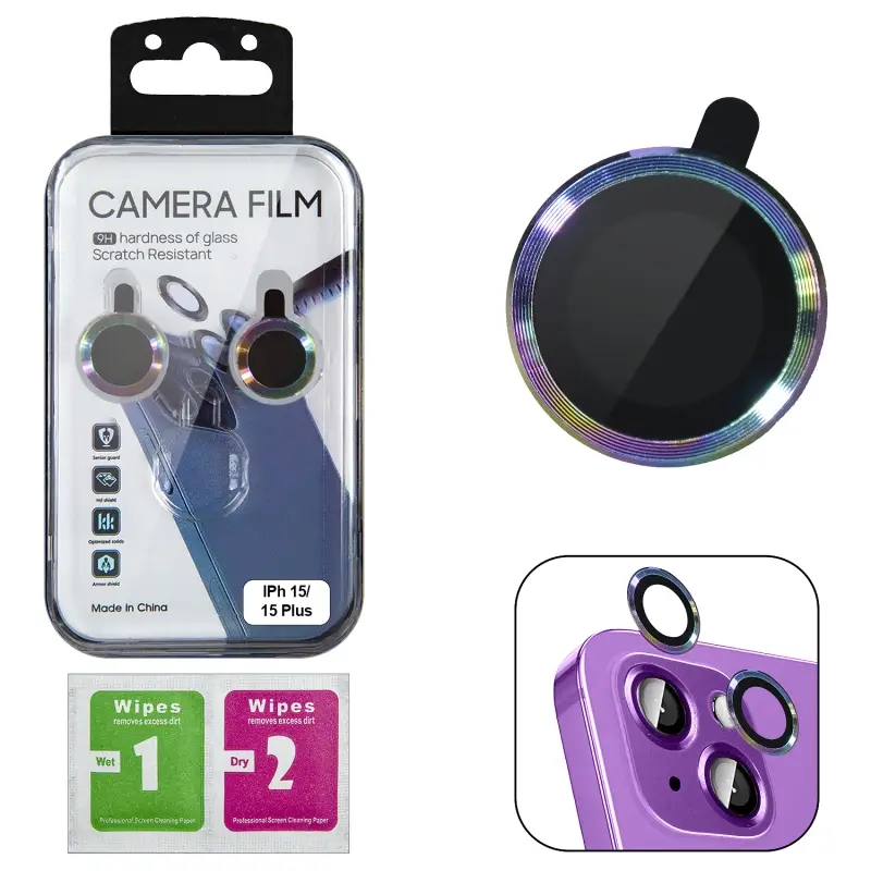 Защитное стекло для камеры iPh 15/15 Plus градиент